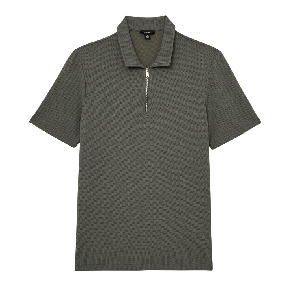 REISS Forno Half-Zip Textured Polo Shirt